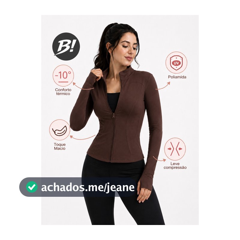 Jaqueta Feminina de Corrida de Manga Comprida para Ginástica e Ioga Esportiva C/Proteção UV
