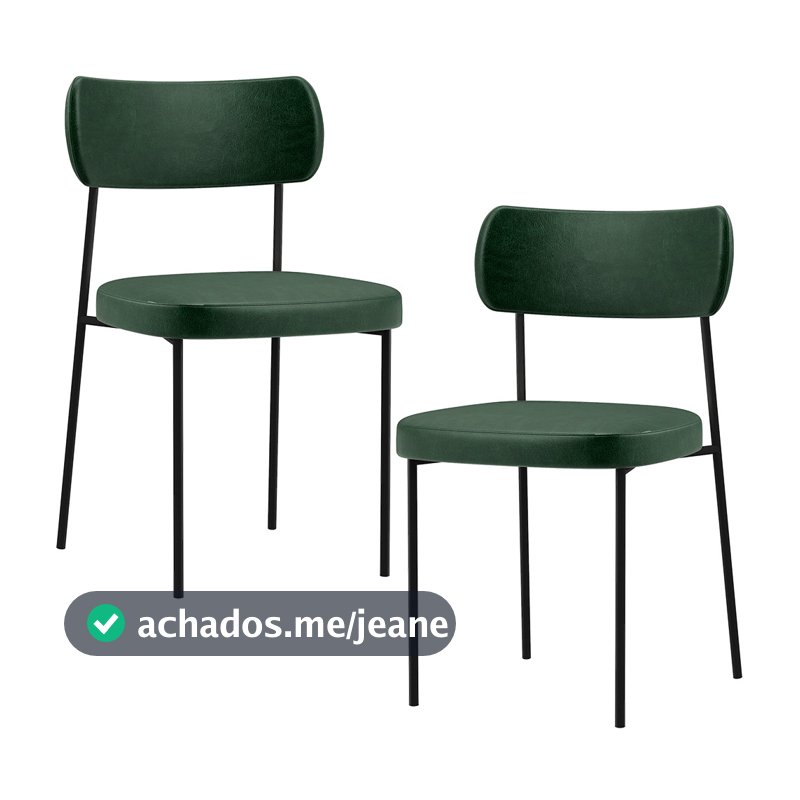 Kit 02 Cadeiras Decorativas Estofada Para Sala Jantar Melina L02 Couríssimo Verde Musgo - Lyam Decor