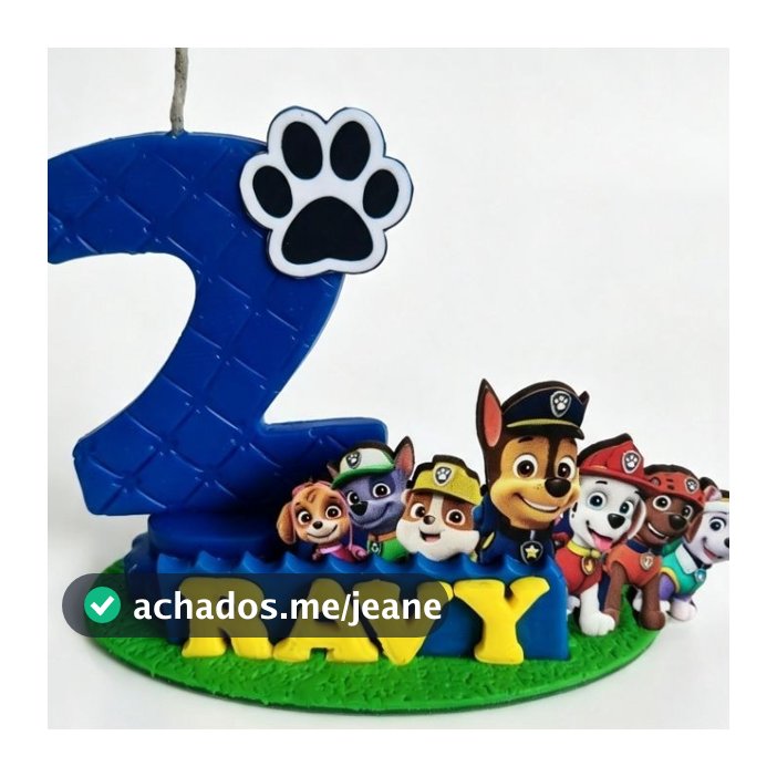 Vela de aniversário em biscuit patrulha canina azul ou rosa , topo de bolo 1,2,3,4,5