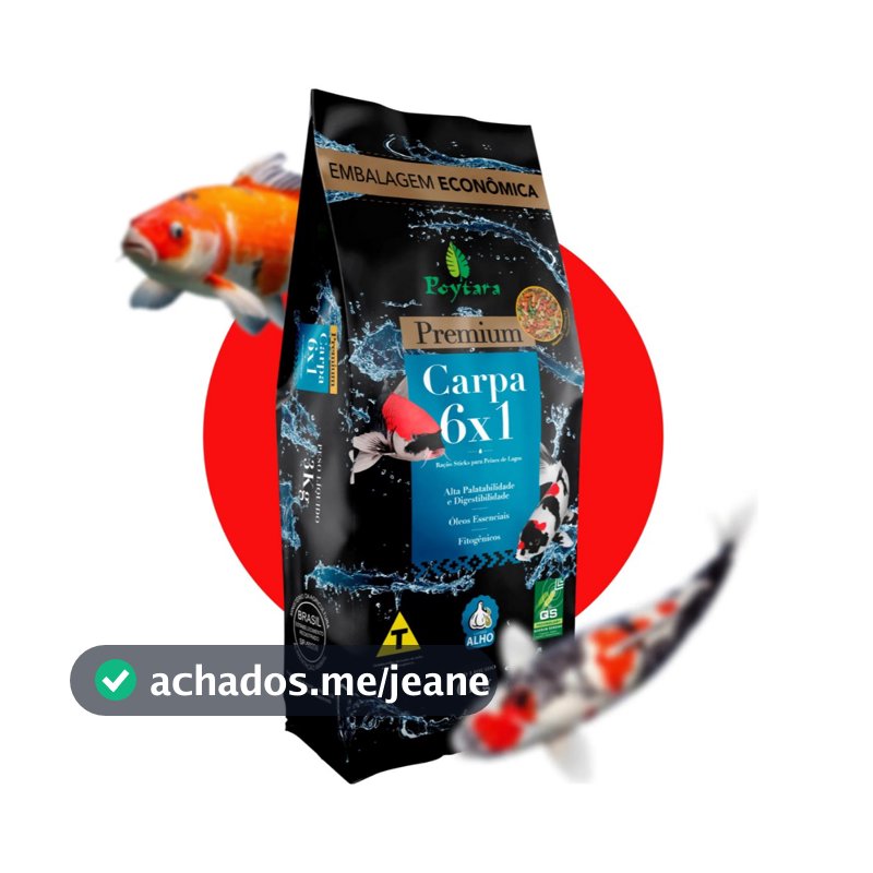 Ração para Carpas Poytara 6Kg Premium 6X1 Sticks Peixes Lagos Aquários