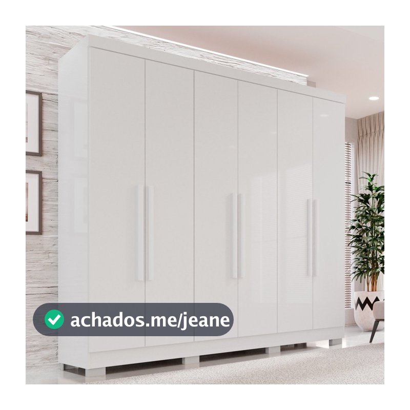 Guarda-roupa Casal 6 Portas 2 Gavetas França Branco
