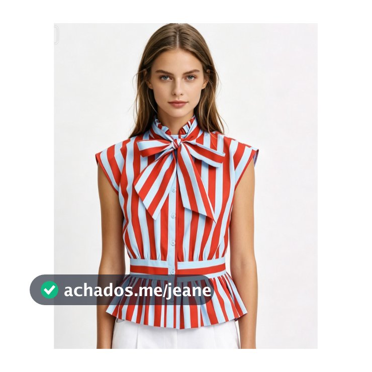 Camisa listrada feminina com laço novo estilo de verão 3091320