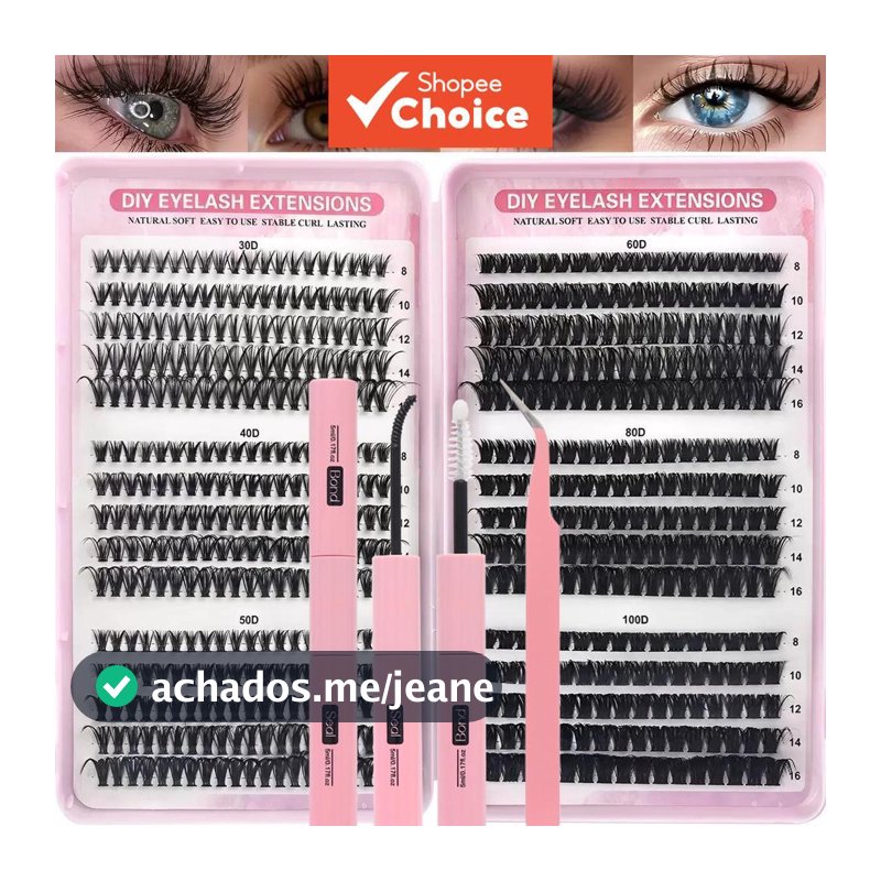 Kit De Cluster De Cílios DIY 30D-100D 8-16MM Mix-Extensões De Banda Fina De Volume Com Vedação De Ligação E Pinça