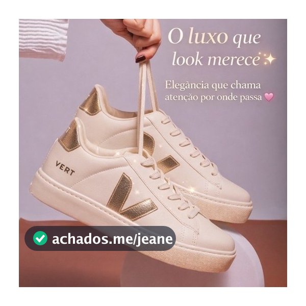 Tênis Feminino Soft Chic off com dourado estilo e elegancia