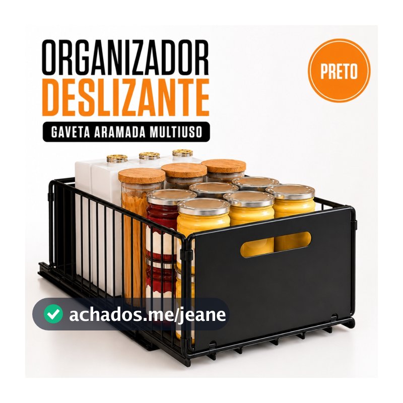 Organizador Deslizante Armário Cozinha Gaveta Puxador Potes Mantimentos Utensílios Despensa Casa Lar