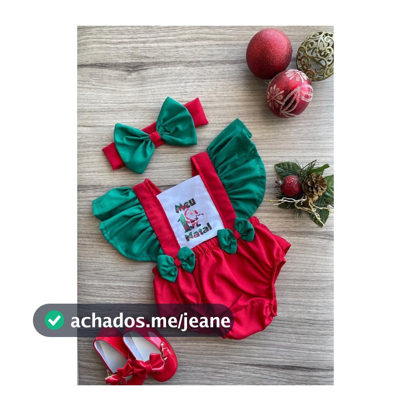 Romper temático natal mamãe noel jardineira para mesversário body meu primeiro natal ensaio fotográfico