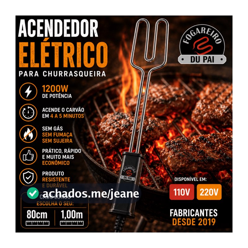 Acendedor de Churrasqueira Elétrico Alta Qualidade Fácil Potente Portátil Sem Fumaça e Sem Sujeira.
