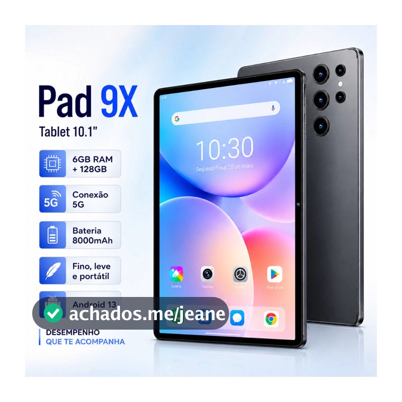 Tablet 6GB RAM +128GB HD 10,1 Polegadas Tela Grande 8000mah PC pad Android Dual SIM Card Câmera 50MP e 32MP WIFI 5G