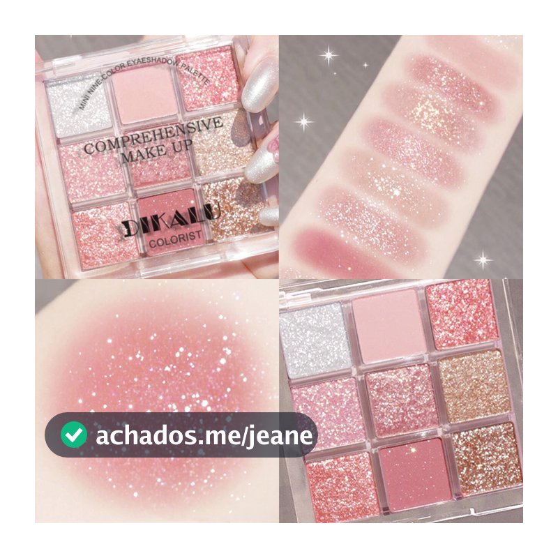 Paleta De Sombras De 9 Cores-Acabamentos Foscos , Brilhantes E Em Tons De Terra , Esfumaçados Azuis-Roxos