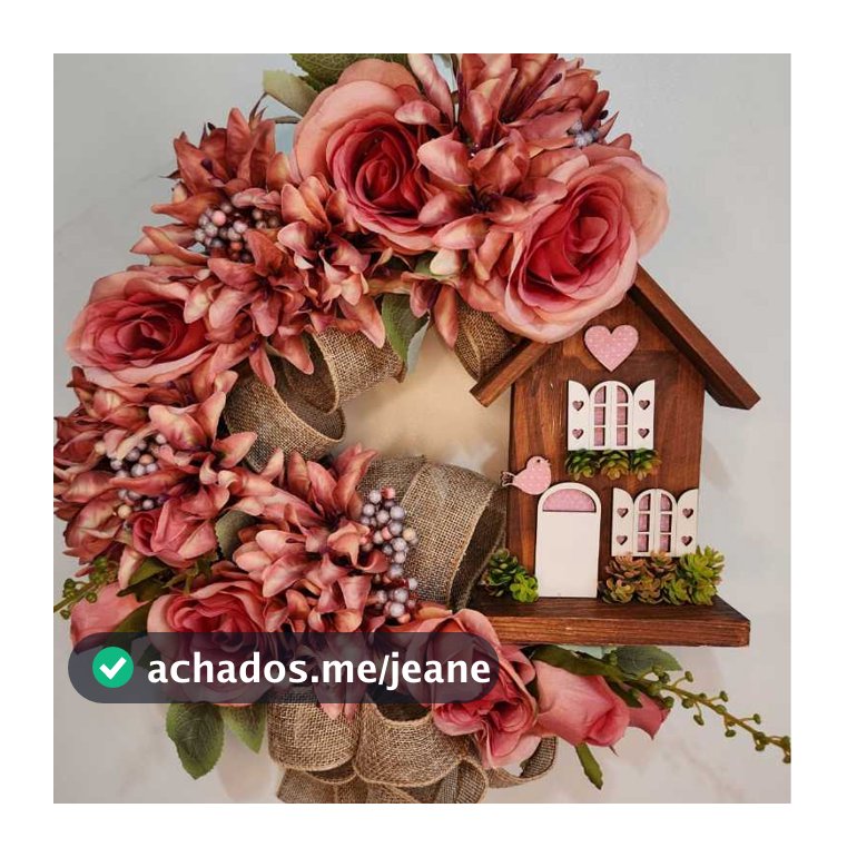 Guirlanda Floral Com Casinha  Adorno Parede  Gra Decorações flores outonadas