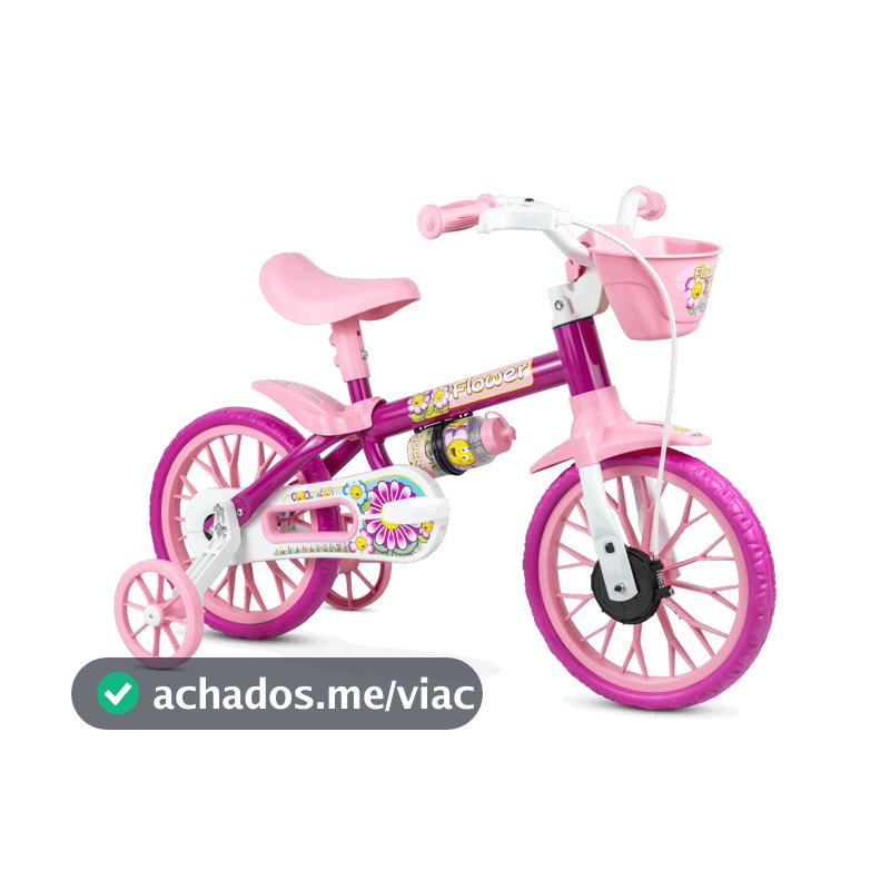 Bicicleta Bike Criança 2 A 5 Anos Aro 12 Nathor Infantil Rosa C/ Rodinha Menina e Menino