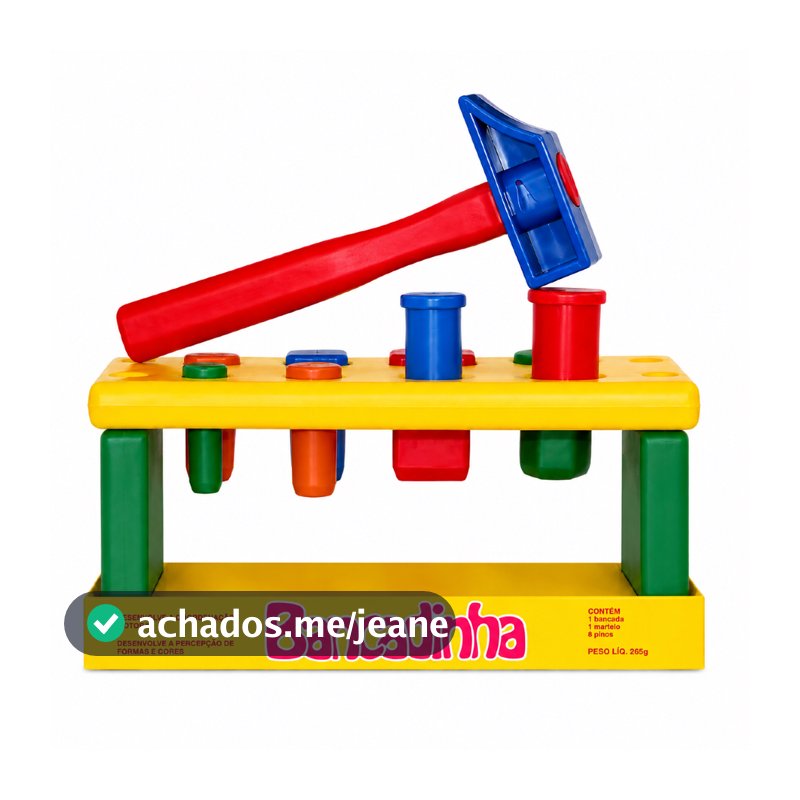 Brinquedo Educativo Para Bebê Bancadinha c/ Pinos e Martelo