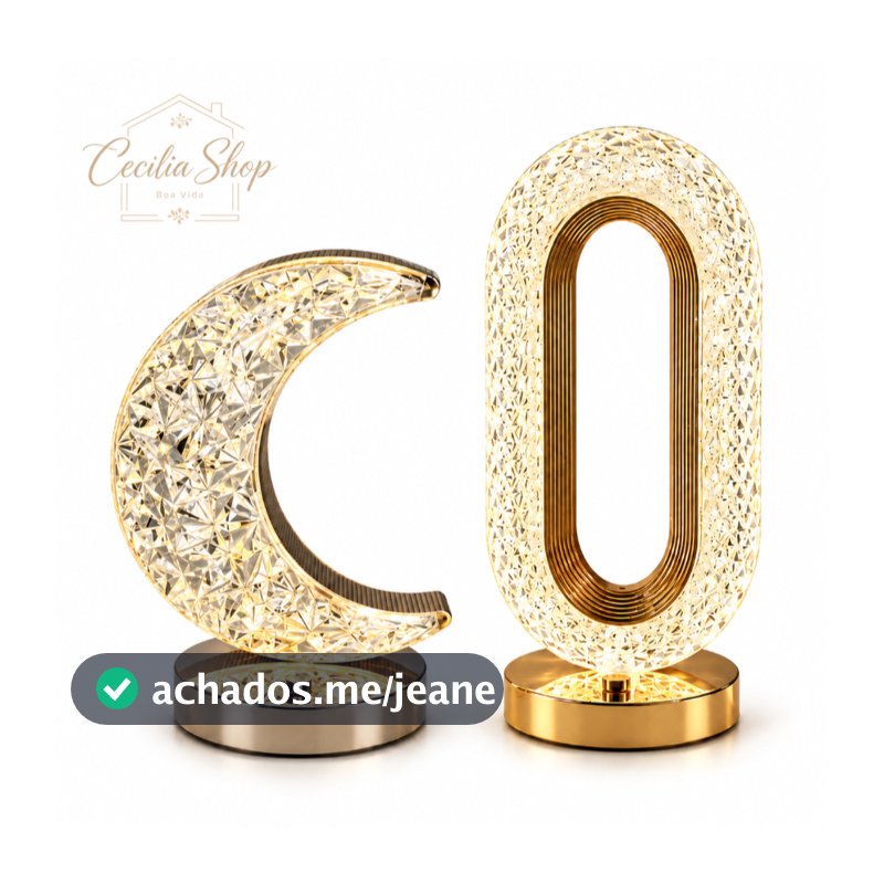 Luminária de Mesa Lâmpada Touch Quarto Luxuosa Cristal Acrílico 3 Tons de Led