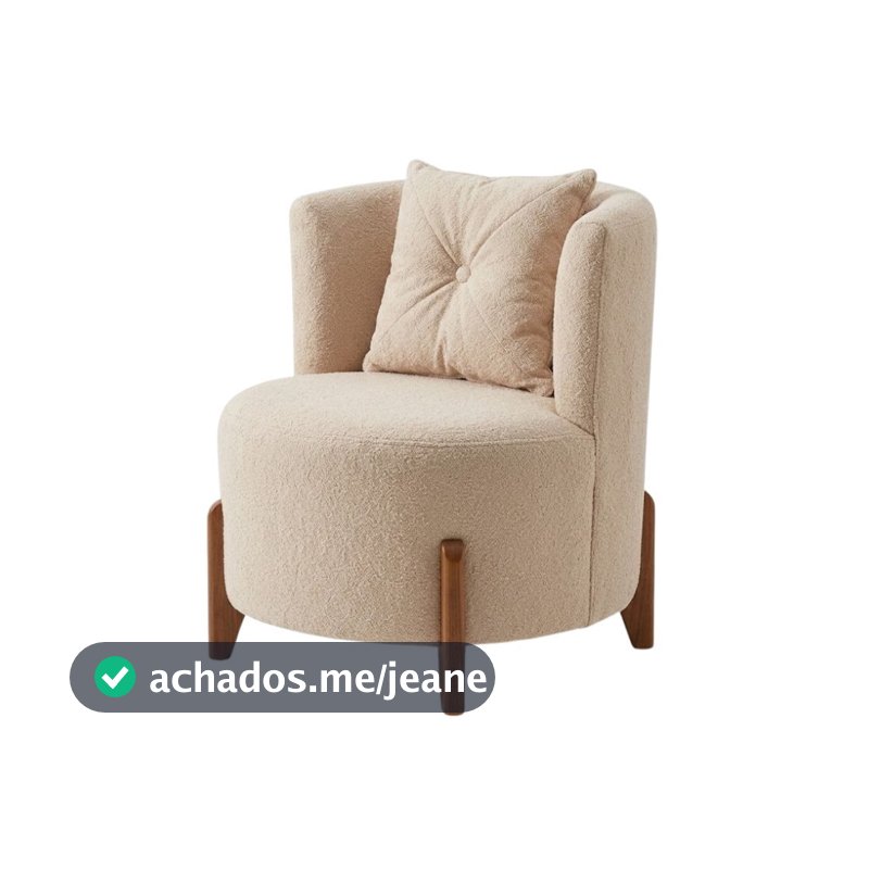 Poltrona Orgânica Luna Bouclé com Almofada de Brinde