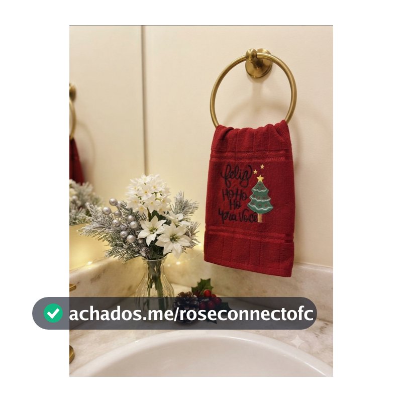 Toalha de mão lavabo bordada lembrancinha Natal Feliz hohoho pra você