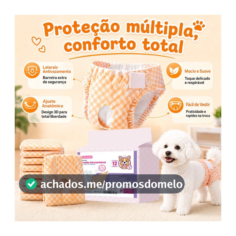 Newpet Fralda Descartável para Cachorra Fêmea Anti-Vazamento Cuidado do Cio Tamanhos P M G