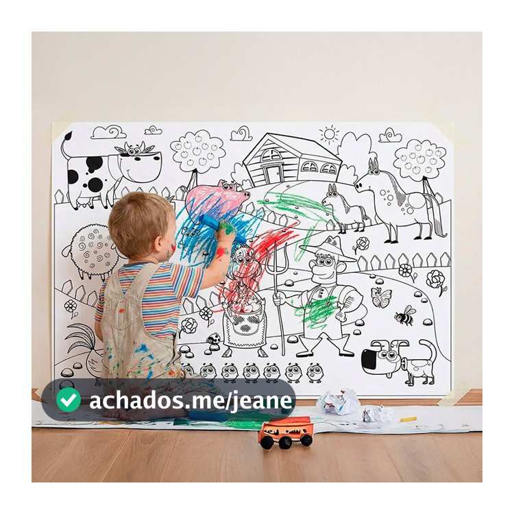 Super Rolo de Papel com Desenho Infantil 4m para Crianças Colorir Pintura Arte