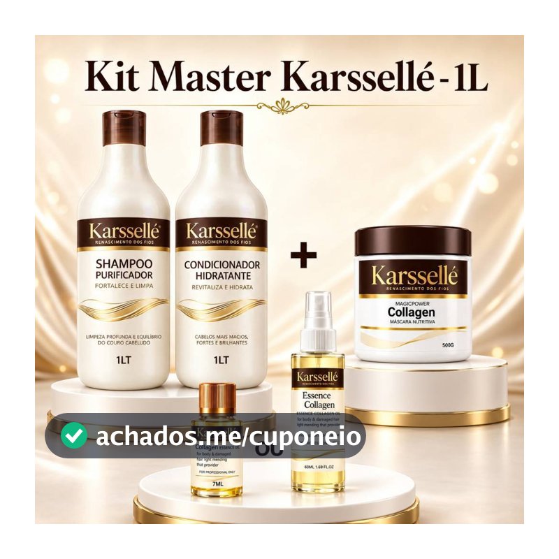 Kit Shampoo 1LT + Condicionador 1LT + Máscara 500g + Oleo 7ml OU 60ml - Karssellé