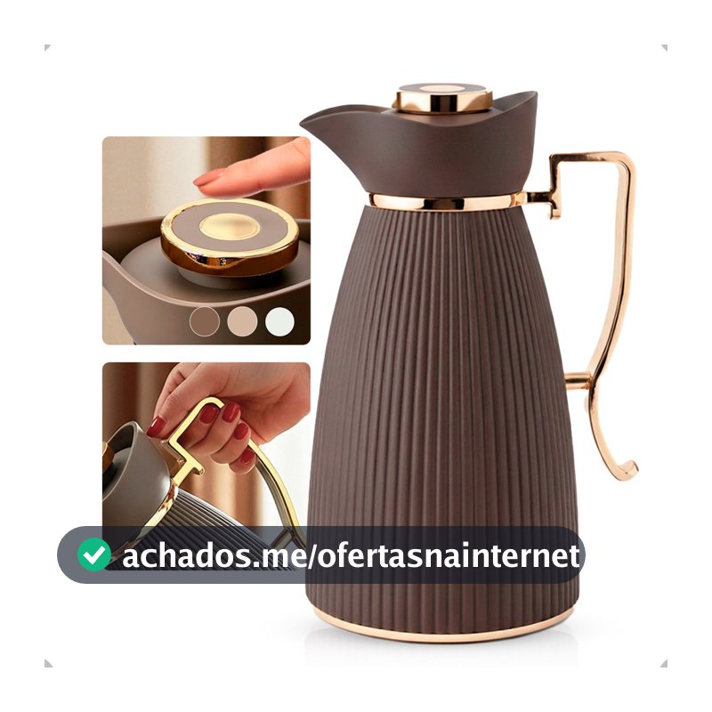 Garrafa Térmica Zaya Tuut 1L Canelada Design Sofisticado, Mantém Bebidas Quentes E Frias, Ideal Para Café E Chá