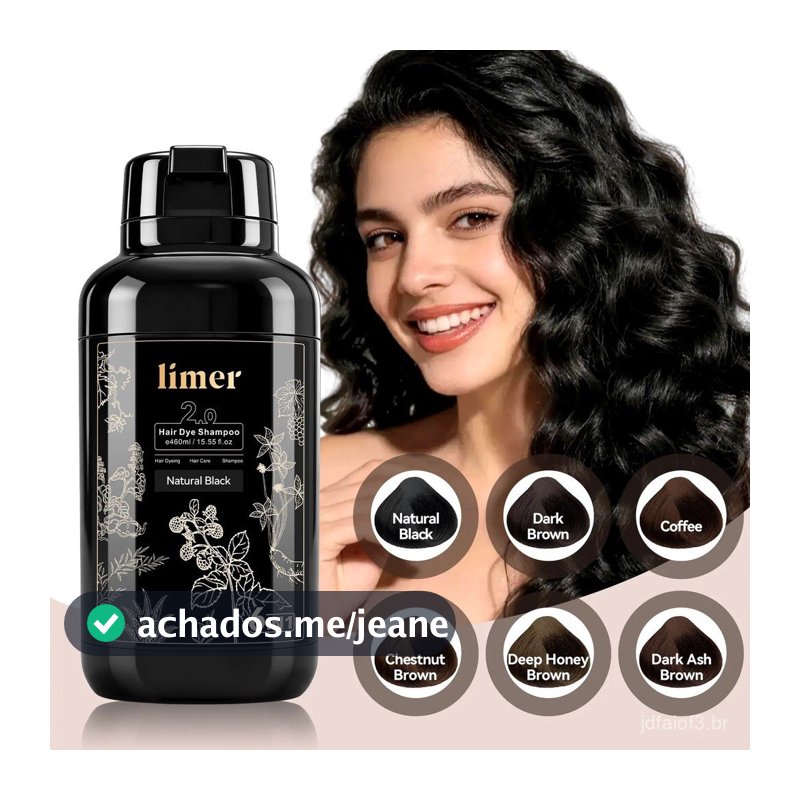 Limer Multicolor 6 em 1 Shampoo Tintura Instantânea para Cabelo, Coloração para Cobertura de Cabelos Brancos, Ingredient