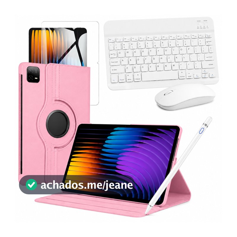 Kit Completo P/ Redmi Pad 7/7 Pro Capa + Teclado + Mouse + Caneta Stylus