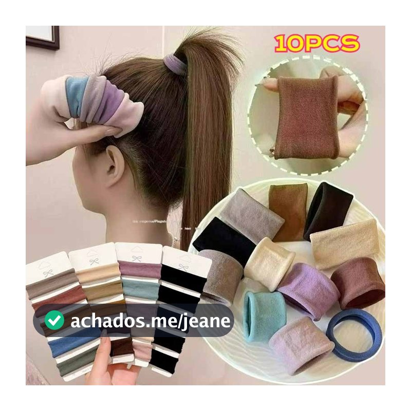 10 Peças Laços De Cabelo Elásticos Macios E Largos Sem Dor Suporte De Rabo De Cavalo Faixas De Tom Neutro Para Mulheres