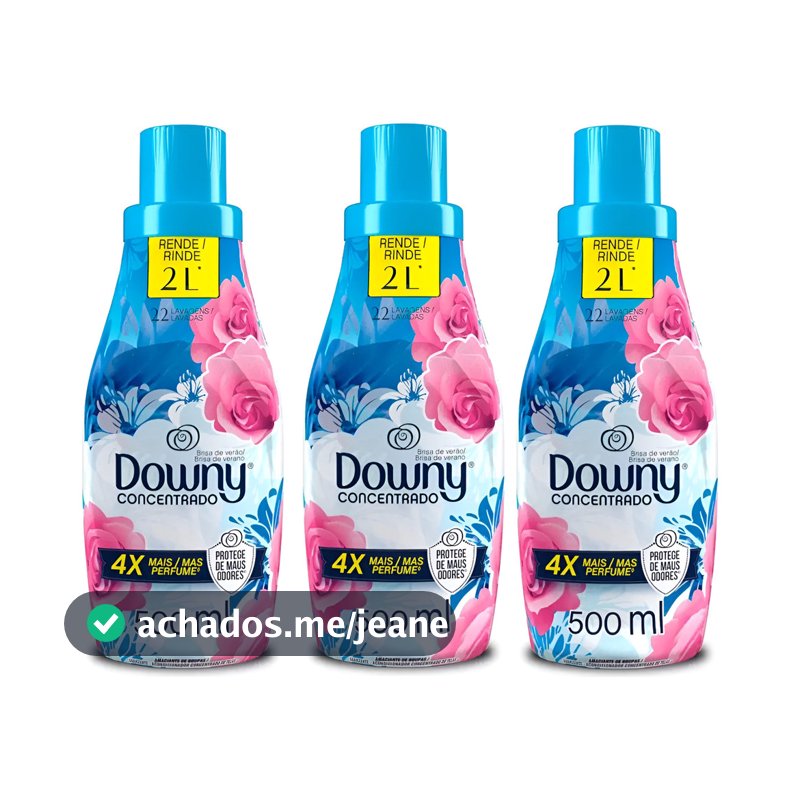 Kit 3 Amaciante de roupas Downy Concentrado Brisa de Verão 500ml Coisas de Casa Limpeza Lavanderia
