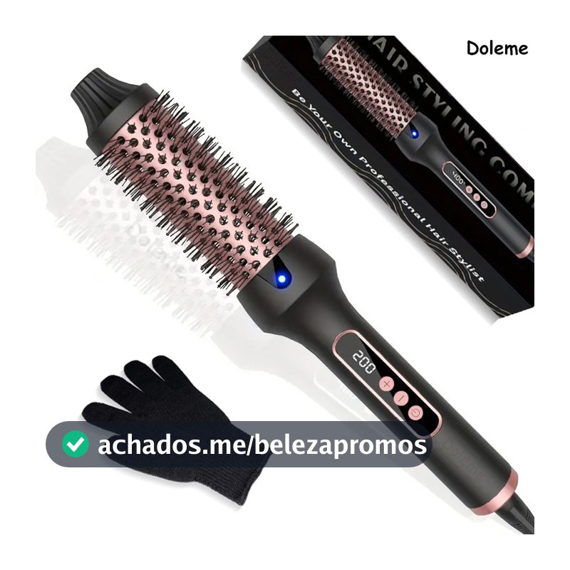 Escova Térmica 3 em 1 Alisadora e Modelador de Cachos 38mm com Íons 110°C–200°C