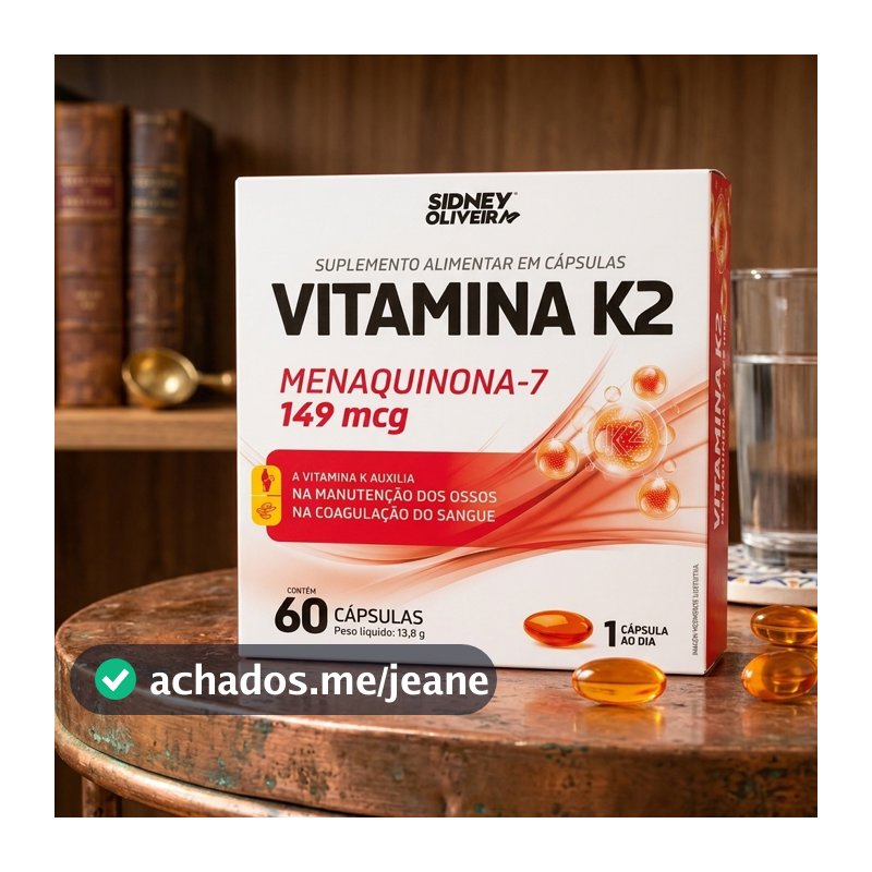 Vitamina K2 MK7 149mcg Caixa 60 Cápsulas Coagulação Sanguínea Suporte Nutricional Uso Diário