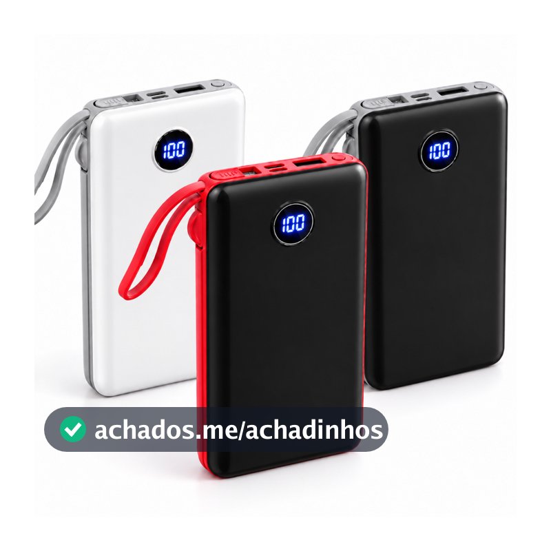 Carregador Portátil Turbo 20000mah Power Bank Universal Com Indicador De Bateria Original