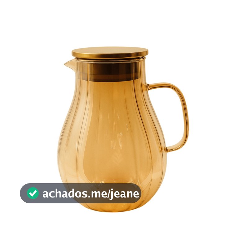 Jarra De Vidro Borossilicato Tampa Inox 1,8l Ondulada Ambar