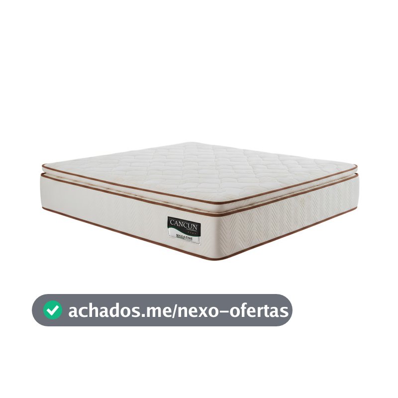 Colchão Casal Molas Ensacadas Cancun com Pillow Top Para Cama Box Madeira Estofados 138x188x32cm