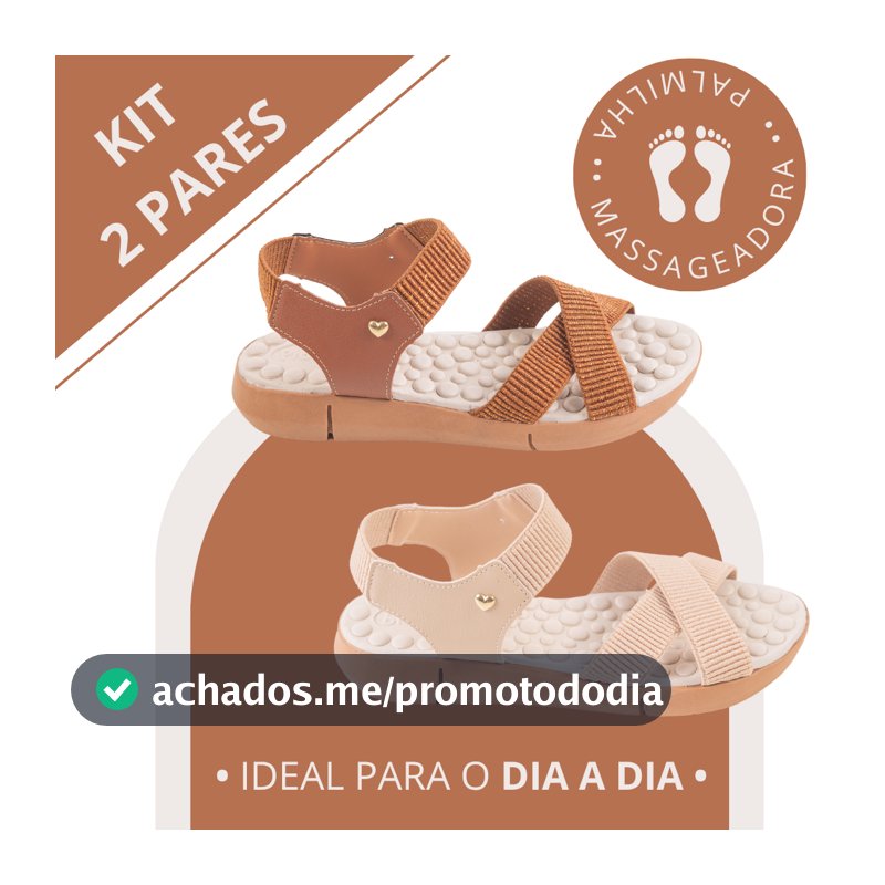 Kit 2 Pares Sandália Ortopédica Feminina com Palmilha Massageadora Conforto Total