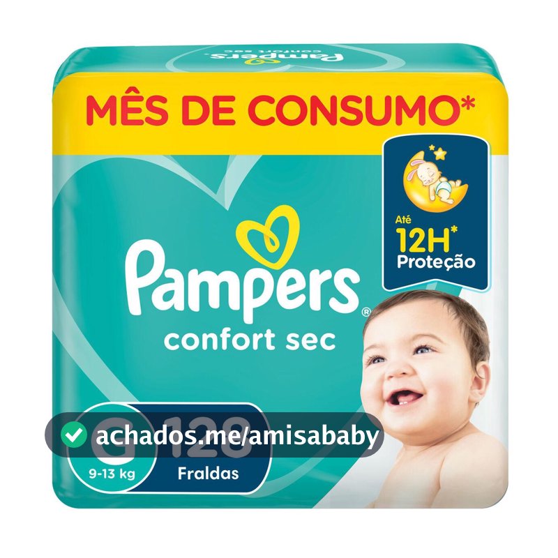 Fralda Pampers Confort Sec Jumbo Plus G com 128un