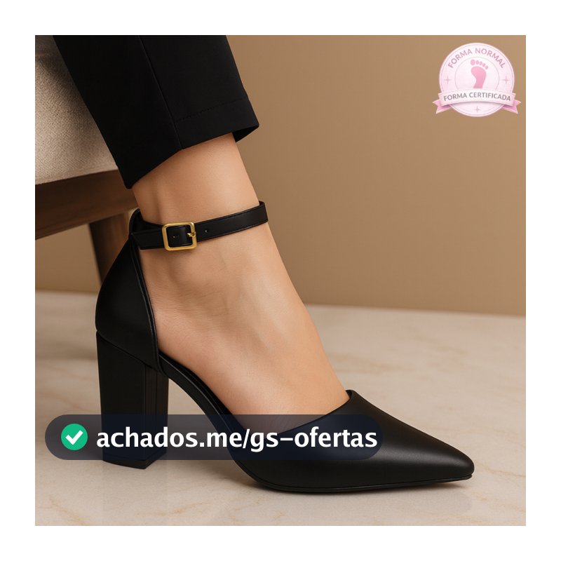 Sapato Feminino Scarpin Bico Fino Salto Bloco Grosso 027 Rosavivi