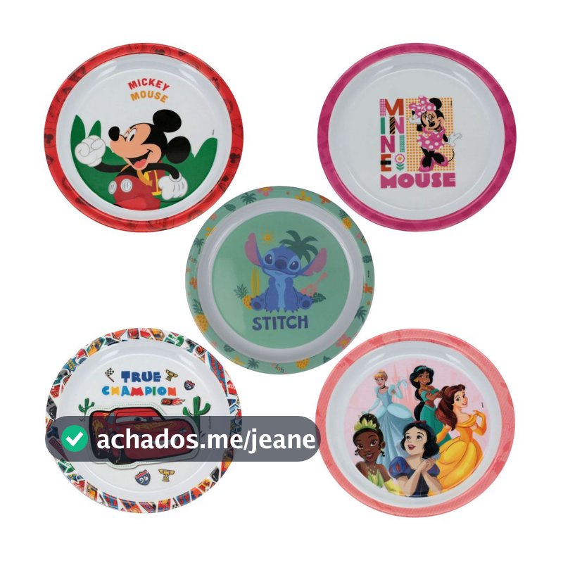 Prato Infantil Disney 21cm Criança Refeição De Plástico BPA Free
