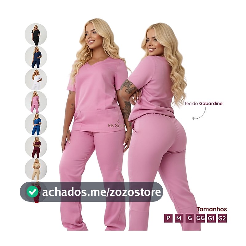 Conjunto scrub feminino pijama cirurgico enfermeira medica veterinária biomédica tecido gabardine premium plus size -PH