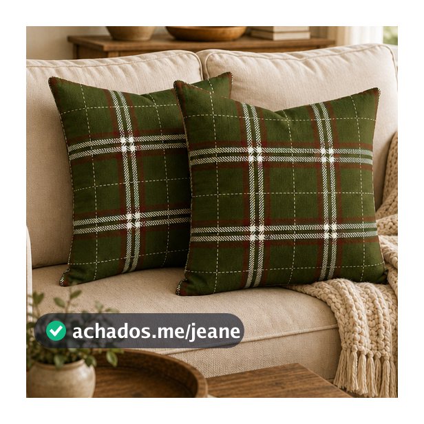 Kit 2 capas de almofada xadrez linho 43x43cm decorativo casa sofa poltrona cama luxo