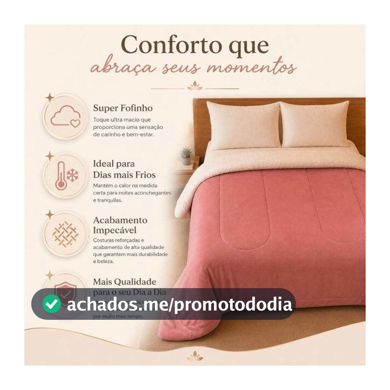 Coberdrom Casal Queen Sherpa Edredrom Pele de Carneiro 2,40m x 2,20m