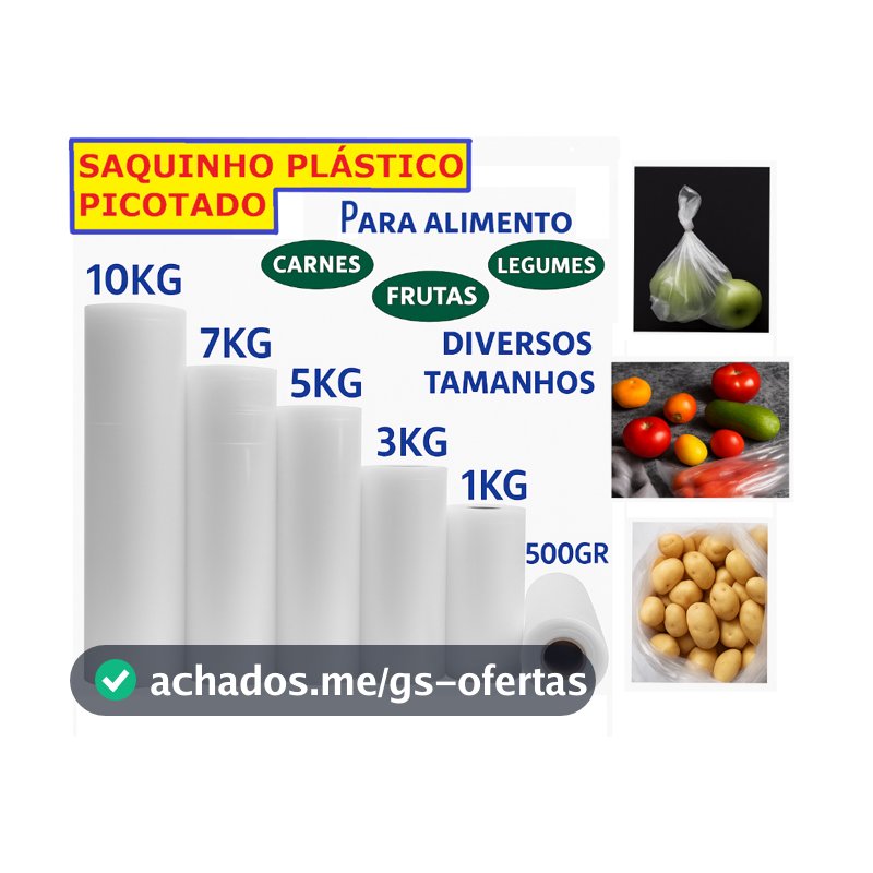 Bobina Plástica Picotada Sacos plásticos saquinhos alimento Mercado Freezer todos os tamanhos