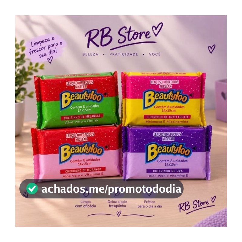 Mini lenços umedecidos micelar Beautyloo🍓🍉🍇