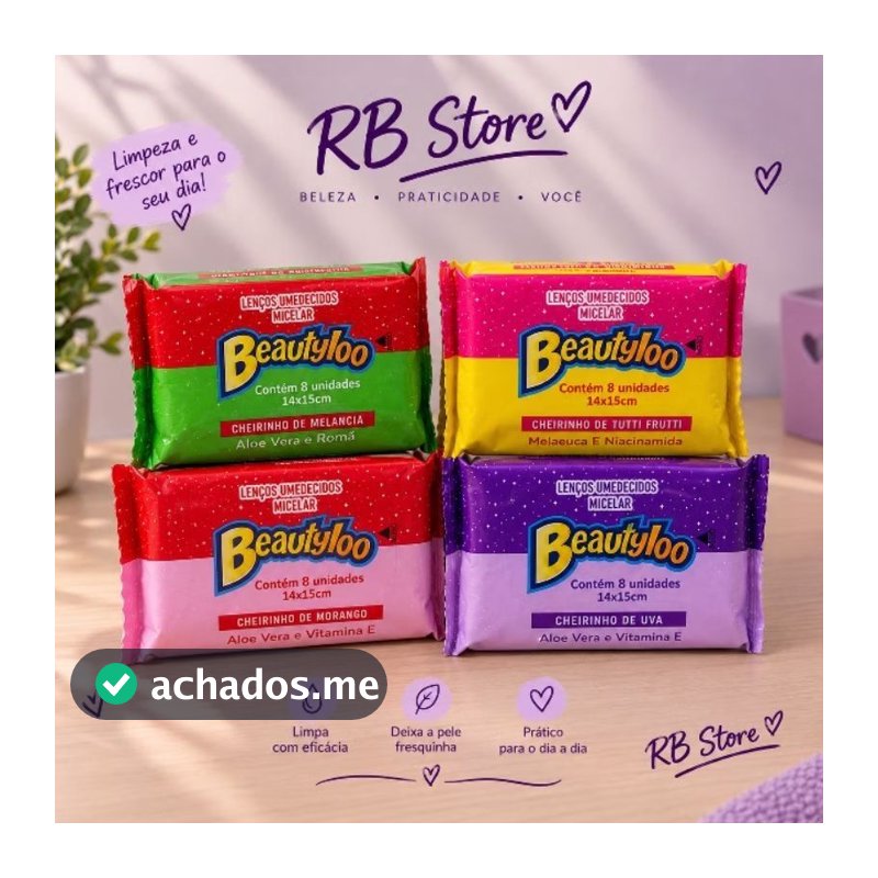 Mini lenços umedecidos micelar Beautyloo🍓🍉🍇