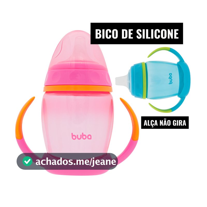 Copo de Treinamento Infantil com Alça e Bico de Silicone para Bebê Introdução Alimentar Menino Menina Buba