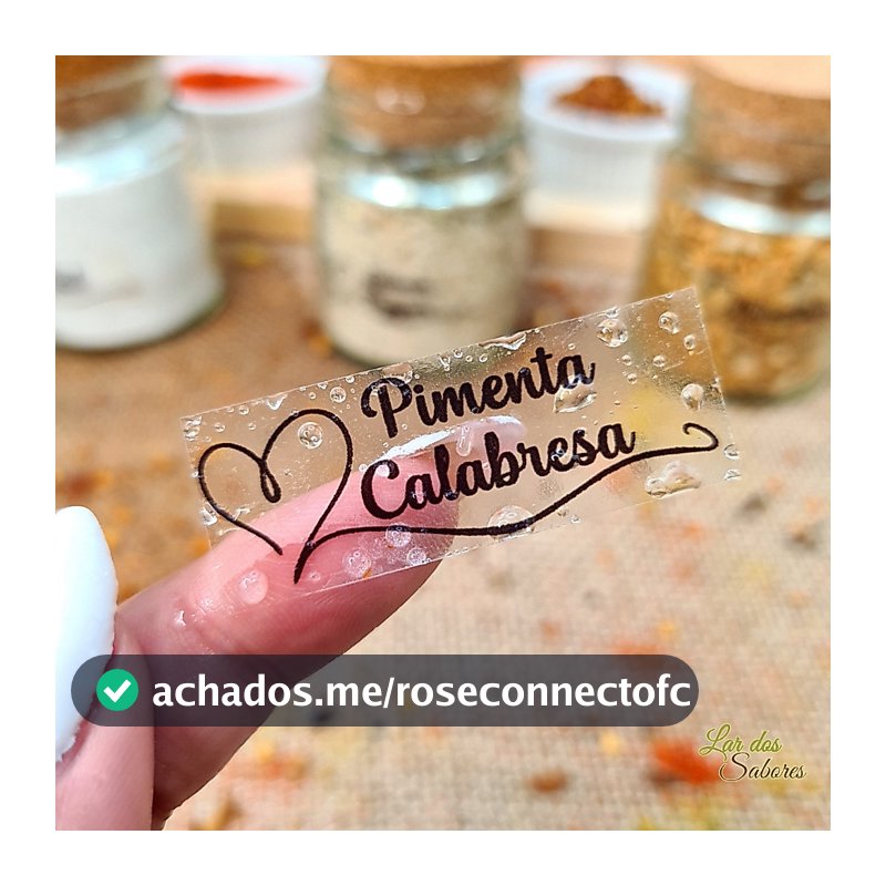 50 Adesivos Transparentes para Temperos e Mantimentos Vinil Resistente à Água 5x2cm