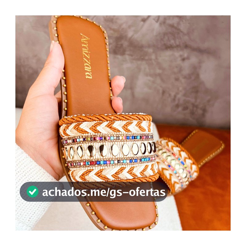 Rasteirinha Estilo Boho Chic Exclusiva Feminina Tecido Artesanal Sandália Marrocos Indiana Bico Quadrado