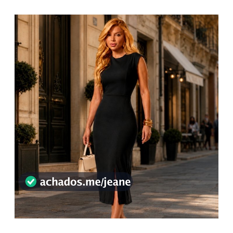 Vestido Midi Moda Evangélica Fenda Lateral Alças Largas Gola Redonda Moda Casual Básica Uso Diário