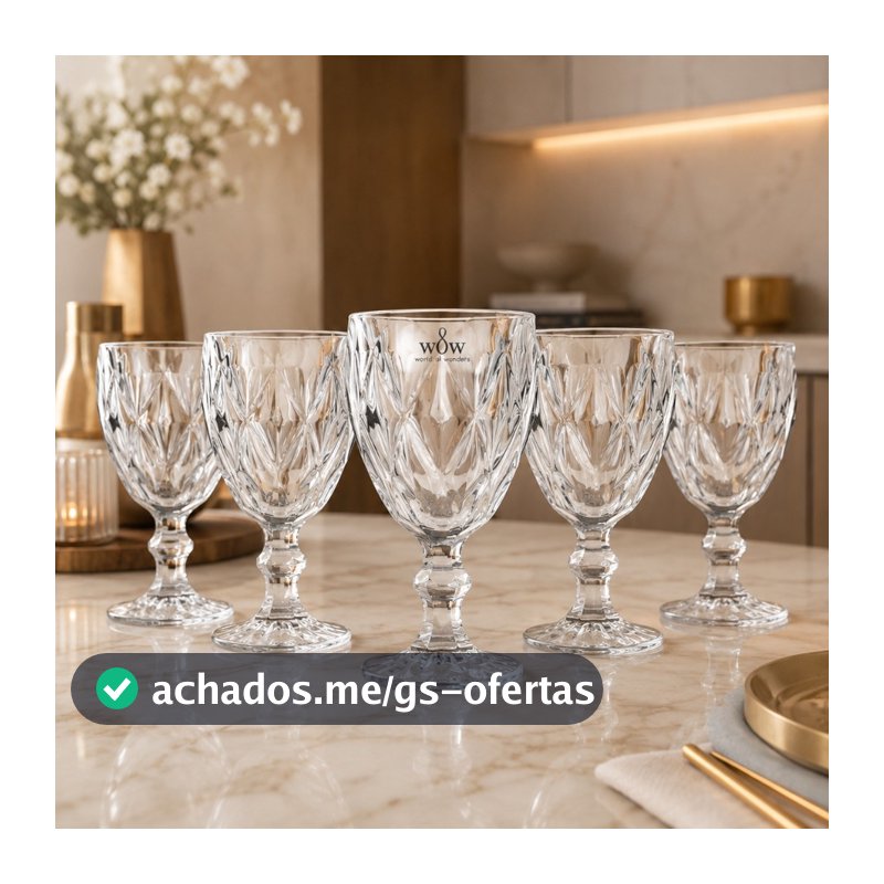 Jogo De Taças De Vidro Diamond Cristal 325ml 6 Peças
