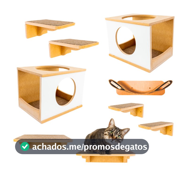 Playground Gatos 9pçs REFORÇADO MDF 15MM Montado Parque Gato Prateleira
