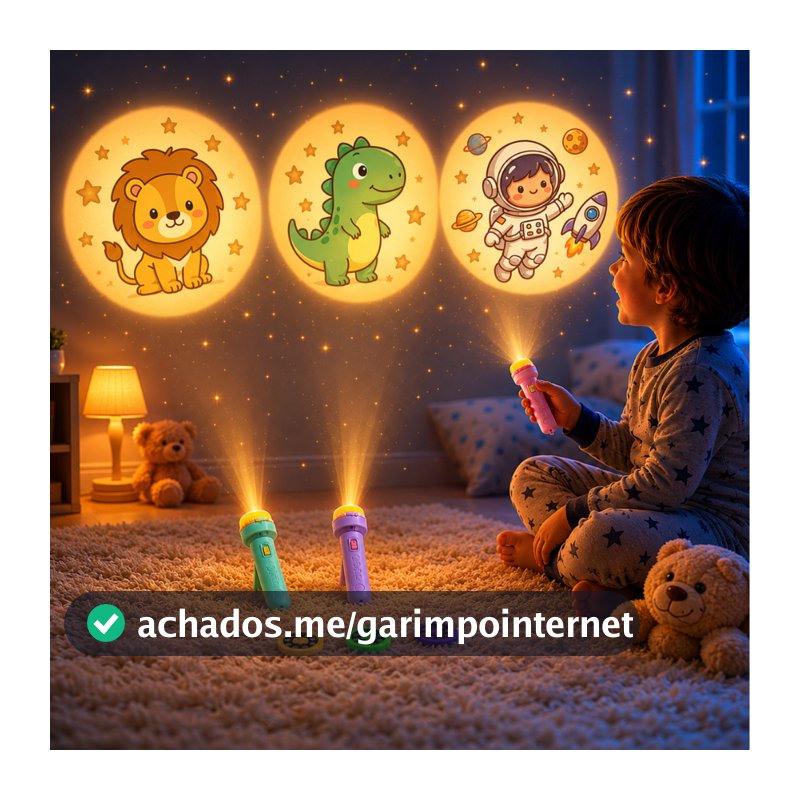 Projetor Infantil 24 Imagens Criativas 2 em 1 Brinquedo Presente Dia das Crianças Natal Lanterna