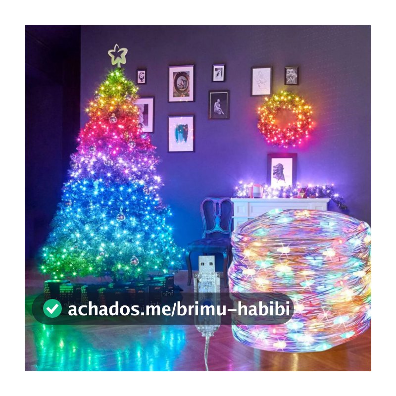 Pisca Pisca 100 Leds USB Árvore Natal Decoração Colorido Led 10M Prova D'Agua Interno Bivolt TEX INC
